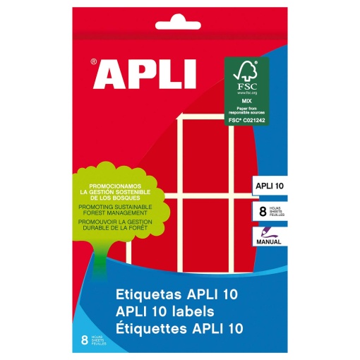 Etiquetas adesivas 25x40mm vermelho 8 folhas  APLI - 128 unidades