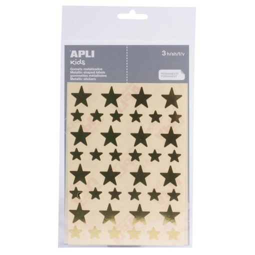 Autocolantes APLI KIDS estrelas douradas - 3 folhas
