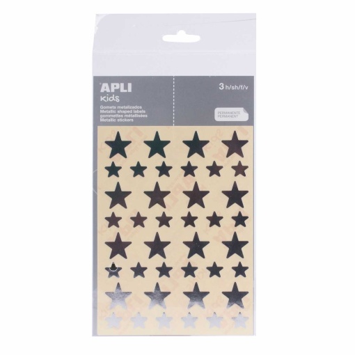 Autocolantes APLI KIDS estrelas prateadas - 3 folhas