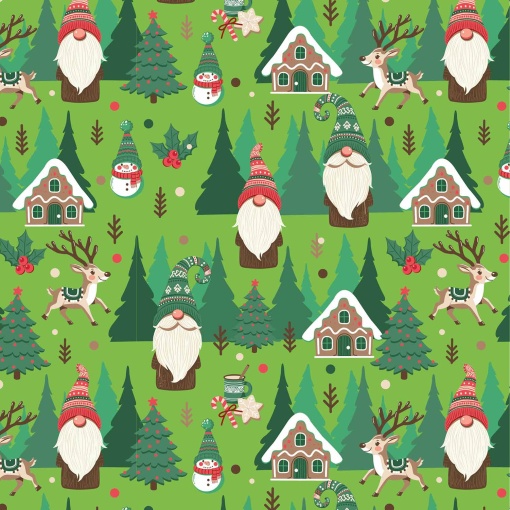 Papel de embrulho AMBAR Natal 70x100cm gnomos da floresta
