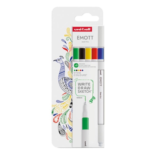 Fineliner UNI-BALL Emott 0,04mm 5 cores vivas