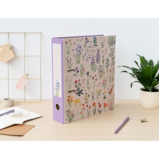 Dossier escolar A4 Wild Flowers lombada larga 2 argolas