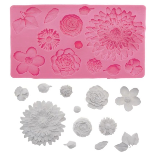 Molde de silicone multi flores 20x11,7x1,5cm STAFIL