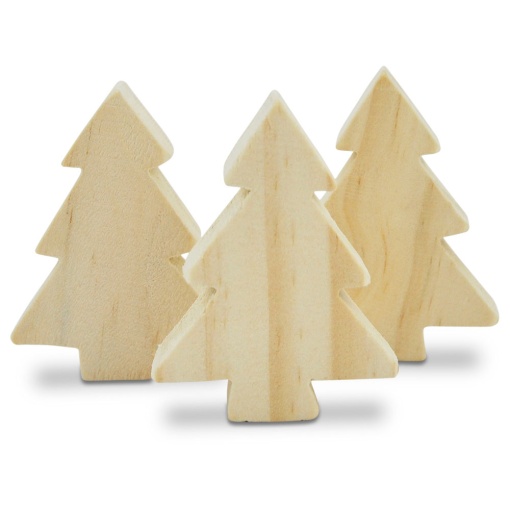 Árvore de Natal de madeira 5,5cm  MEYCO - 3 unidades