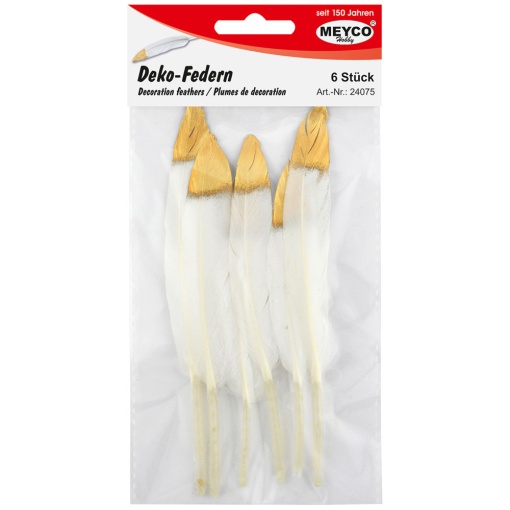 Penas MEYCO 10-15cm branco/cobre/dourado  - 6 unidades