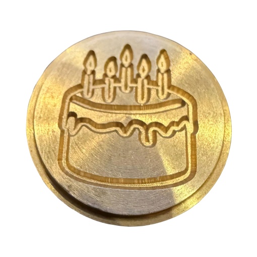 Sinete D. Torrejano com cabo de madeira símbolo bolo de aniversário 1