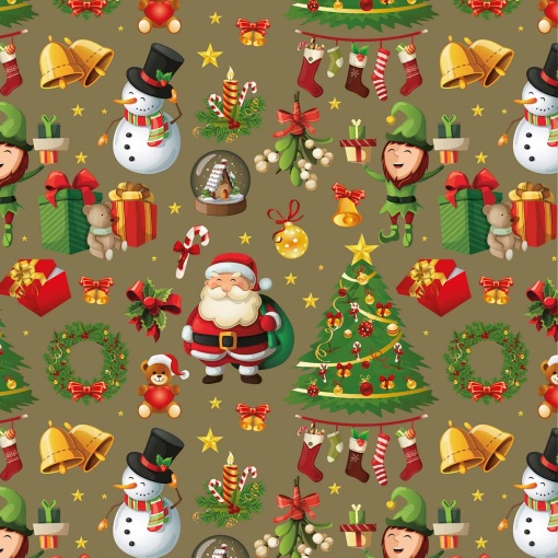 Papel de embrulho AMBAR Natal 70x100cm Santa presents