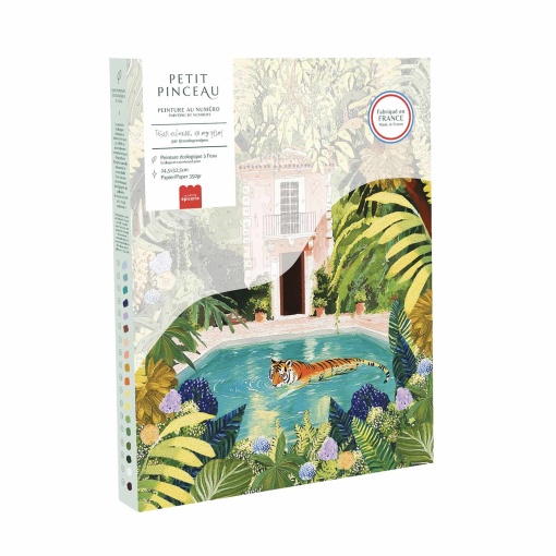 Pintar por números La Petite Épicerie Petit Pinceau 24,5x32,5cm - Tigre à relaxar na minha piscina