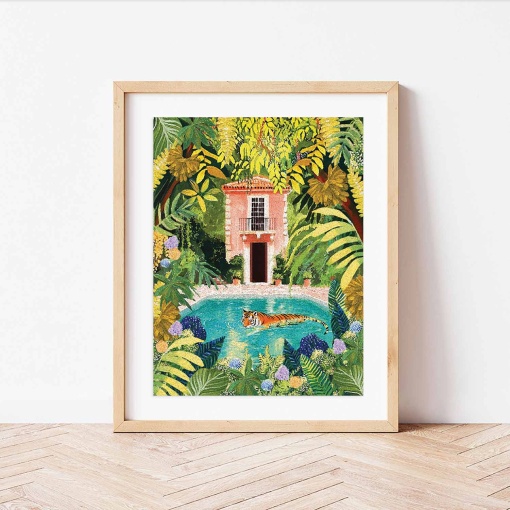 Pintar por números La Petite Épicerie Petit Pinceau 24,5x32,5cm - Tigre à relaxar na minha piscina