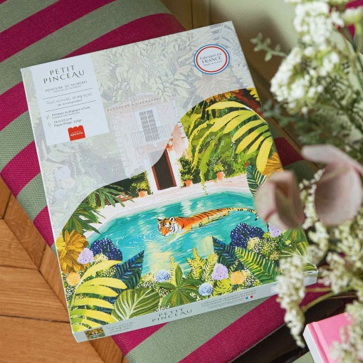 Pintar por números La Petite Épicerie Petit Pinceau 24,5x32,5cm - Tigre à relaxar na minha piscina