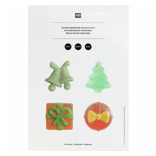 Molde de silicone 6 motivos de Natal 21,5x14,5x2cm RICO DESIGN