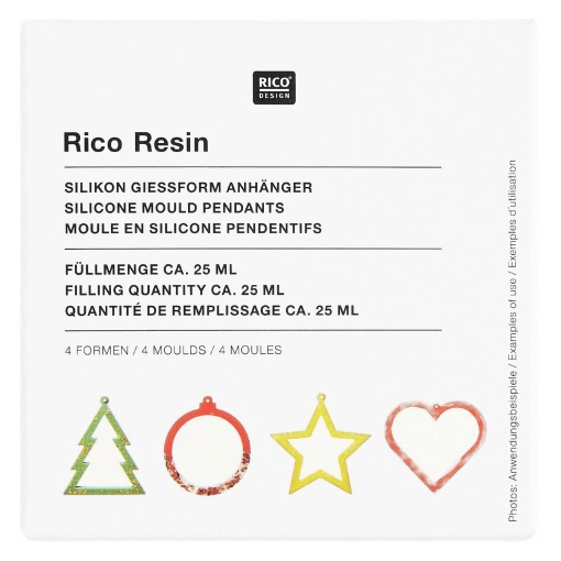 Molde de silicone 4 pendentes de Natal 8X8X0,5cm RICO DESIGN