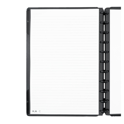 Caderno inteligente grande (215x280mm) pautado black ink by Alexandra Herchovitch