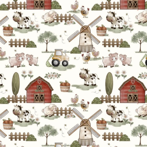 Tecido fuxicos e fricotes Vida no campo paisagem 1x1,50m