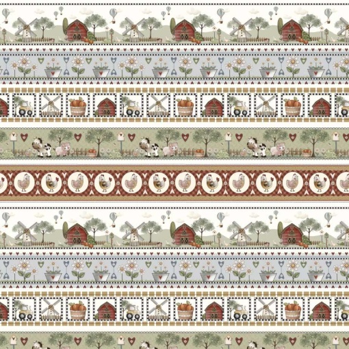 Tecido fuxicos e fricotes Vida no campo barrado 1x1,50m