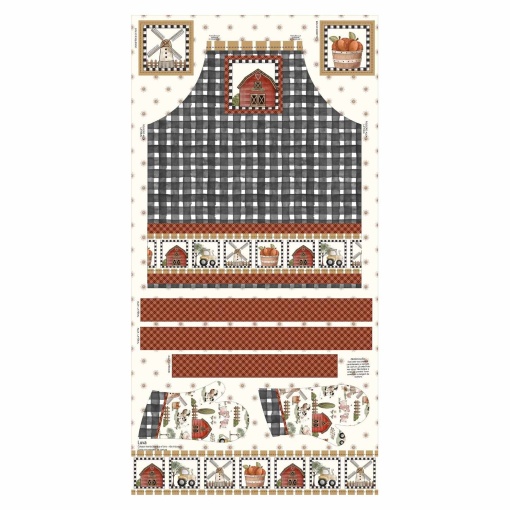 Tecido fuxicos e fricotes Vida no campo painel avental e luva 73x75cm