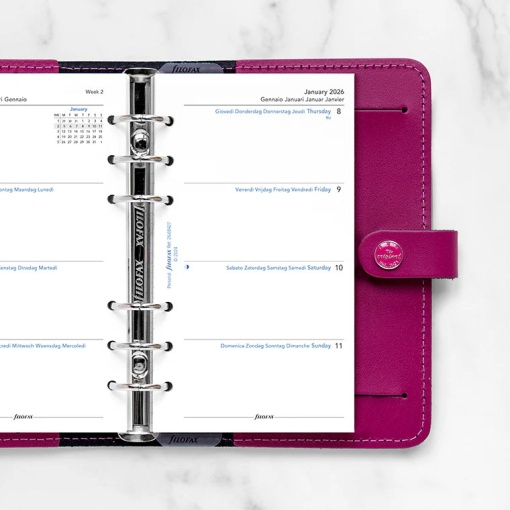 Recarga semanal 2026 para organizer Personal FILOFAX