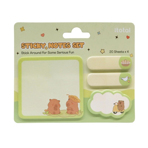 Notas adesivas iTotal capivara 4x20 folhas verde