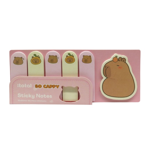 Notas adesivas iTotal capivara So Cappy 5x20 folhas rosa