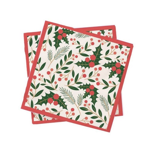 Guardanapos 33x33cm azevinho D'Casa - 20 unidades