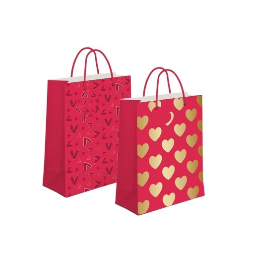 Saco de papel asa cordão D'CASA amor 11,5x14x6,7cm sortido