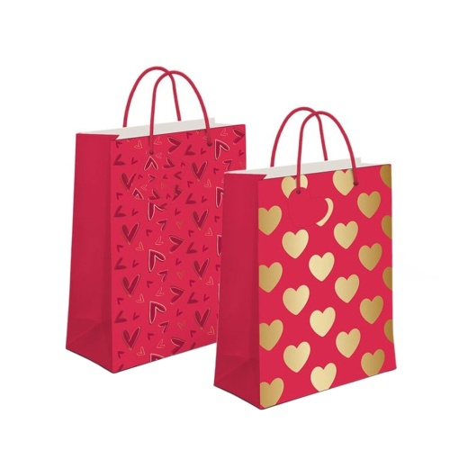 Saco de papel asa cordão D'CASA amor 23x18x10cm sortido