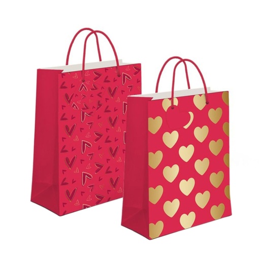 Saco de papel asa cordão D'CASA amor 32x16x10cm sortido