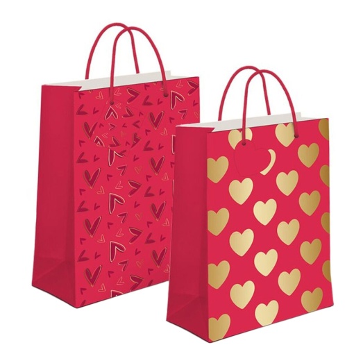 Saco de papel asa cordão D'CASA amor 33x45x10cm sortido