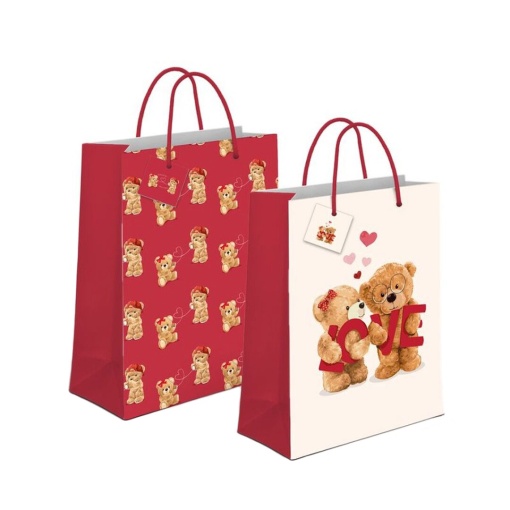 Saco de papel asa cordão D'CASA love 23x18x10cm sortido