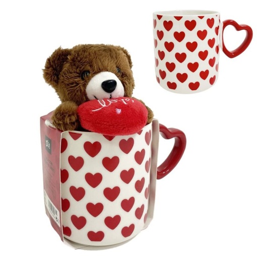 Caneca de cerâmica 350ml + peluche D'CASA amor