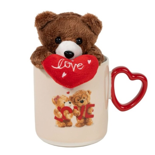 Caneca de cerâmica 350ml + peluche D'CASA love