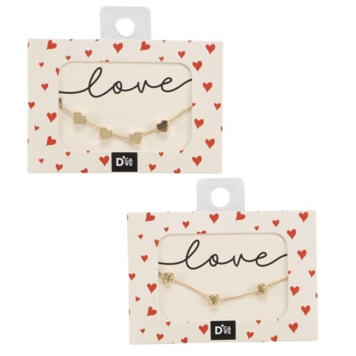 Pulseira dourada com corações D'CASA Amor sortido