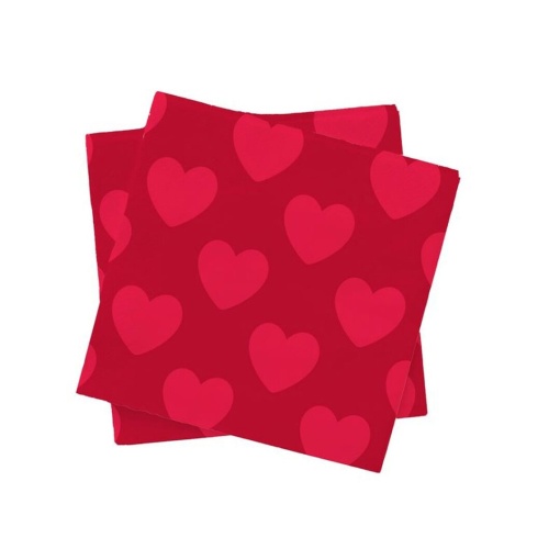 Guardanapos 33x33cm corações D'CASA Amor vermelho