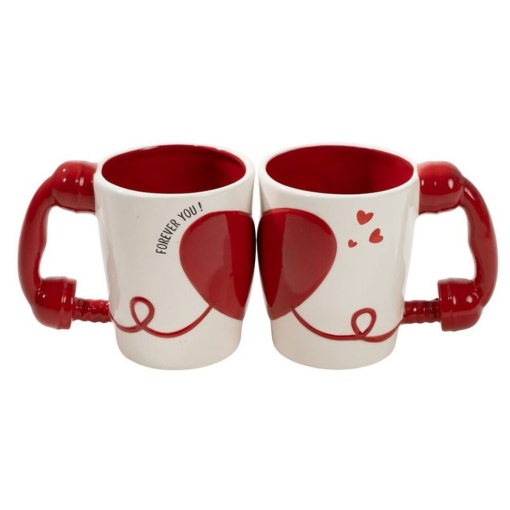 Conjunto 2 canecas de cerâmica telefone 490ml D'CASA Love