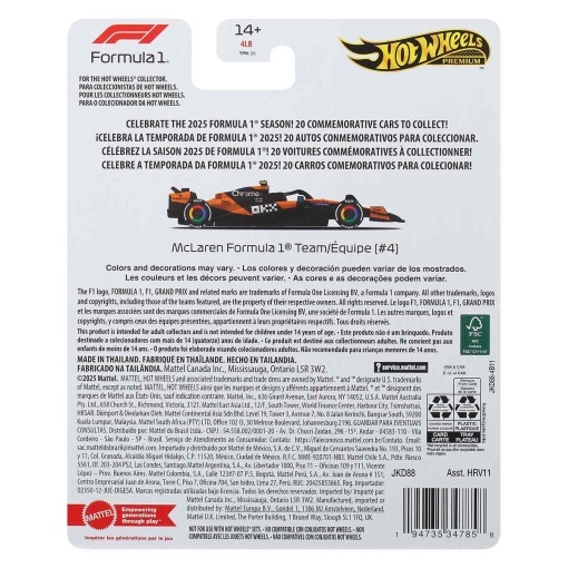 HOT WHEELS Premium Formula 1 2025 McLaren Team nº 4 Mattel HRV11/JKD88