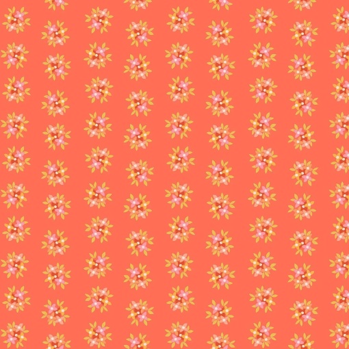 Tecido MAKOWER Friday Night Posy Big orange 1x1,12m