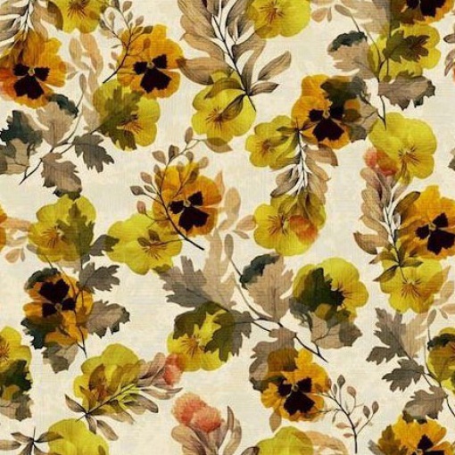 Tecido Hilogar Wistful Blooms marfim/amarelo 12 1x1,10m