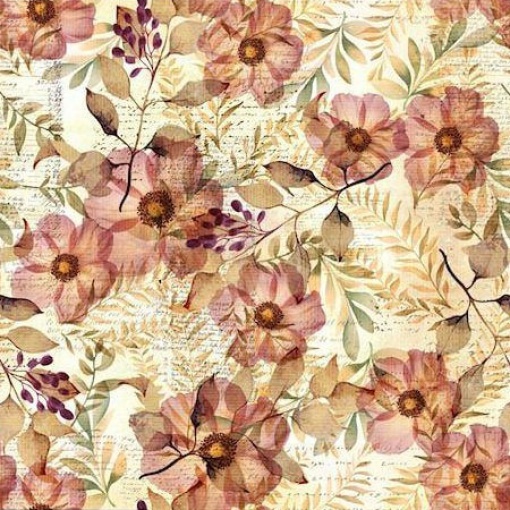 Tecido Hilogar Wistful Blooms marfim/roxo 06 1x1,10m