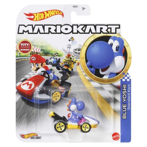 HOT WHEELS Mario Kart carro + figura Blue Yoshi Mattel GBG25/GRN23