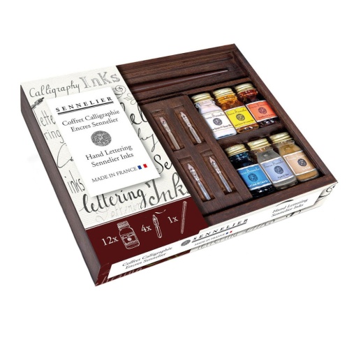 Conjunto de caligrafia SENNELIER 12 tintas + 4 aparos + cabo