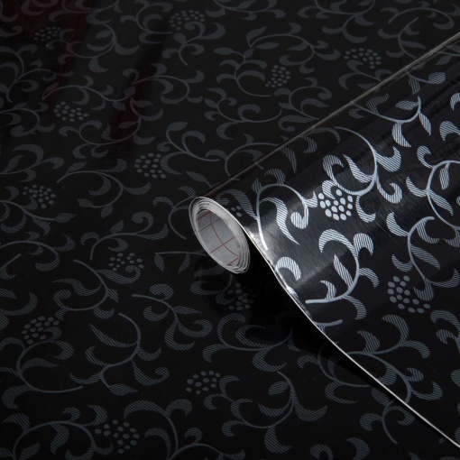 Película adesiva D-C-FIX Trendyline 45cmx1,5m arabescos preto/prateado