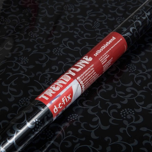 Película adesiva D-C-FIX Trendyline 45cmx1,5m arabescos preto/prateado