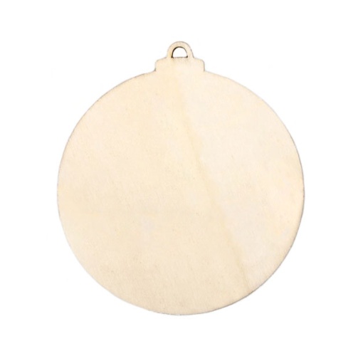 Pendente bola de Natal em madeira 10x11,3x0,3cm - 6 unidades