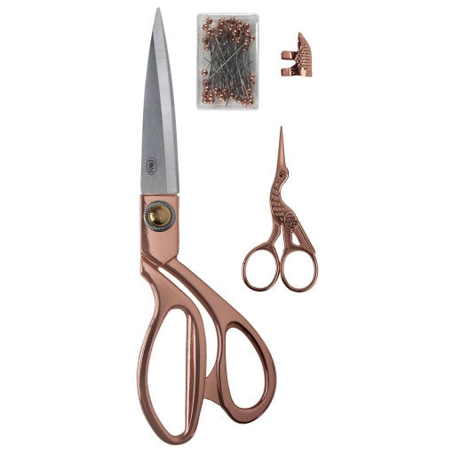 Set of 2 scissors + pin + thimble rose gold COSE