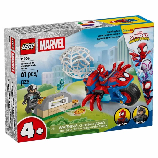 LEGO Marvel Spidey na sua mota contra Rhino 11206