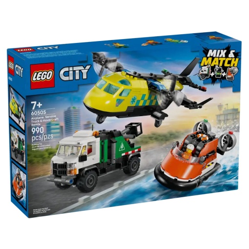 LEGO City Combinação de Avião, Camião de Assistência e Hovercraft 60505