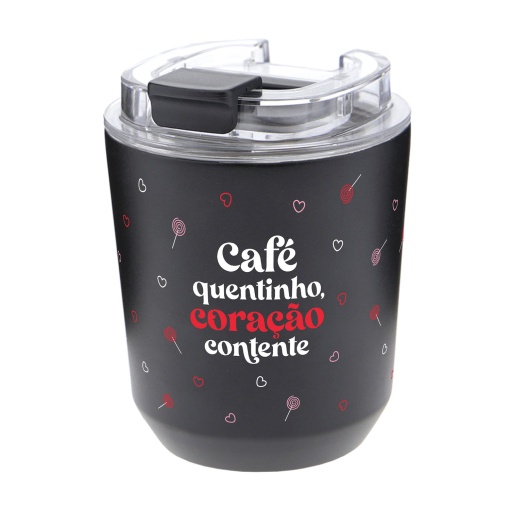Copo térmico Lovely Story "Café quentinho, coração contente"