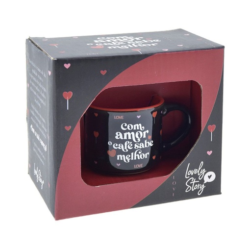 Chávena de café Lovely Story "Com amor o café sabe melhor"