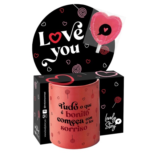 Caneca Lovely Story "Tudo o que é bonito começa com o teu sorriso" 330 ml