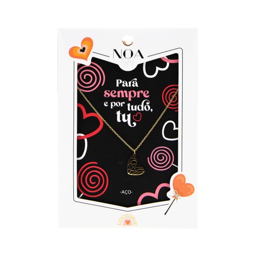 Colar aço dourado Noa Story coração "Para sempre e por tudo, tu"
